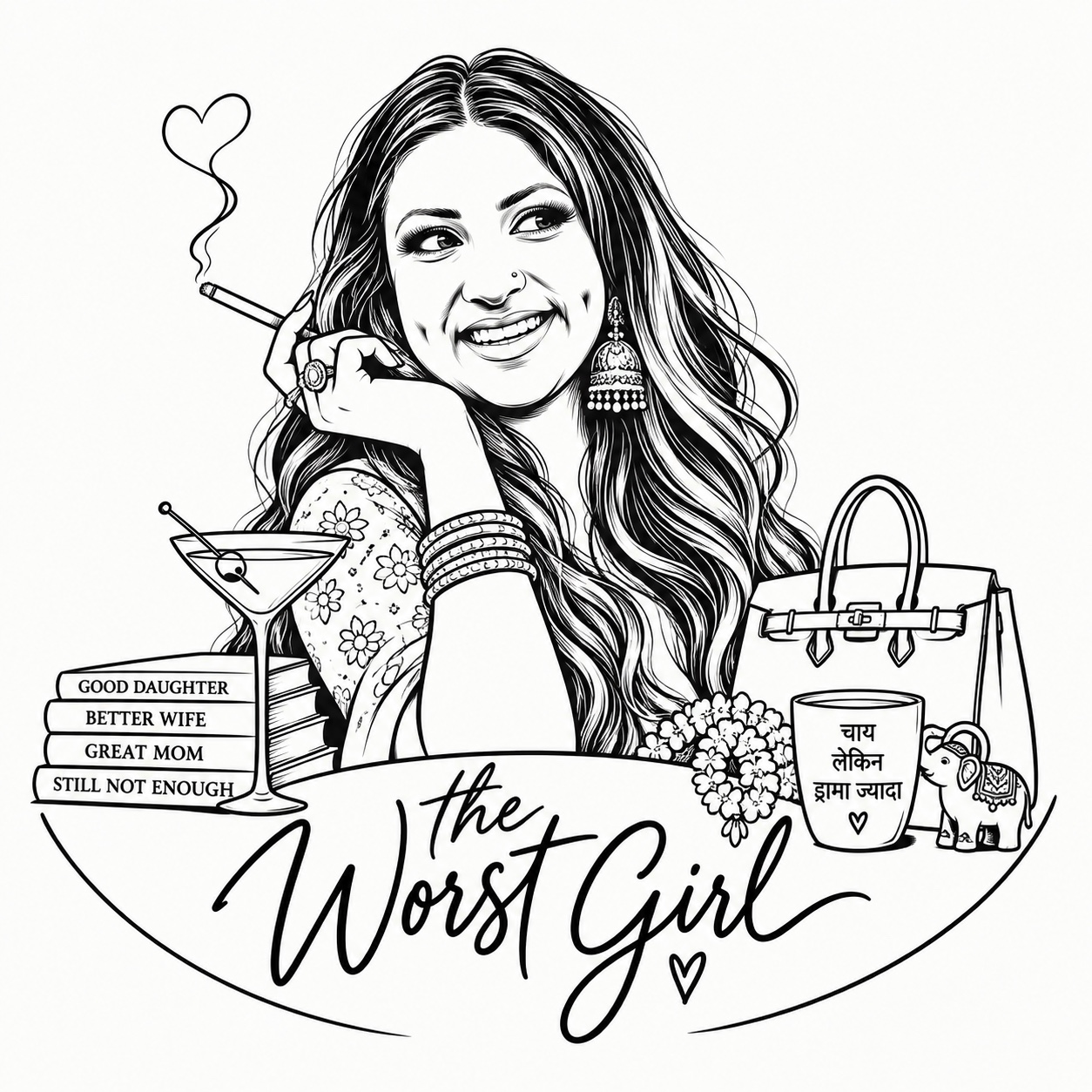 The Worst Girl illustrated brand artwork